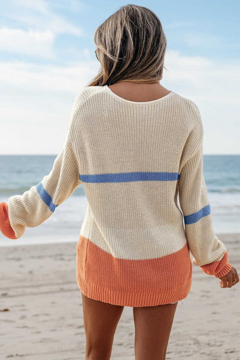 Colorblock Drop Shoulder Cozy Sweater