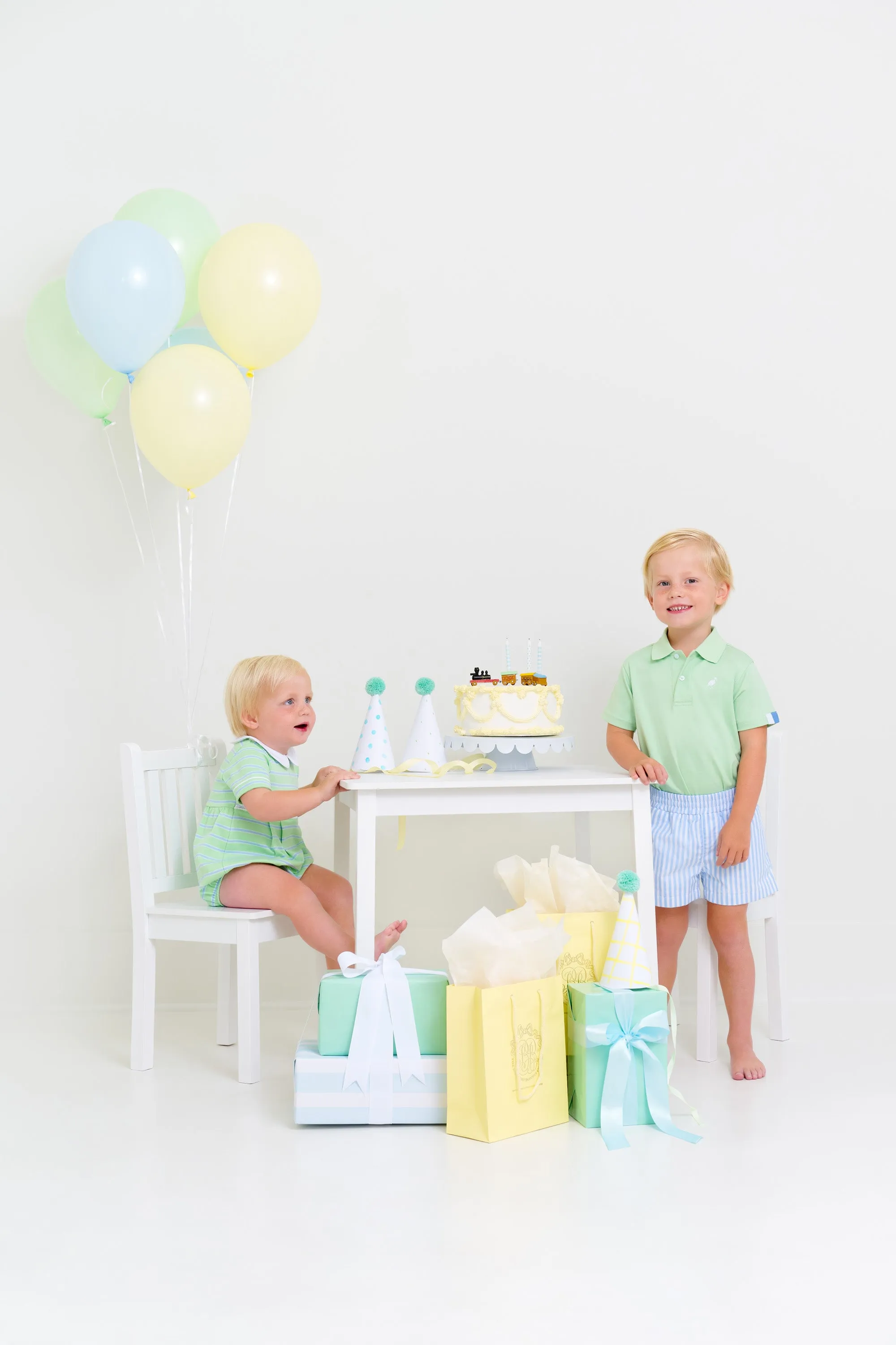 Prim & Proper Polo & Onesie - Grace Bay Green with Sunrise Blvd. & Worth Avenue White Stork